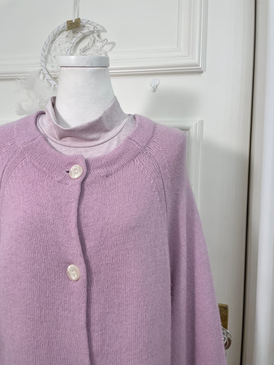 purple pink wool basic reglan cardigan&p 상품이미지6