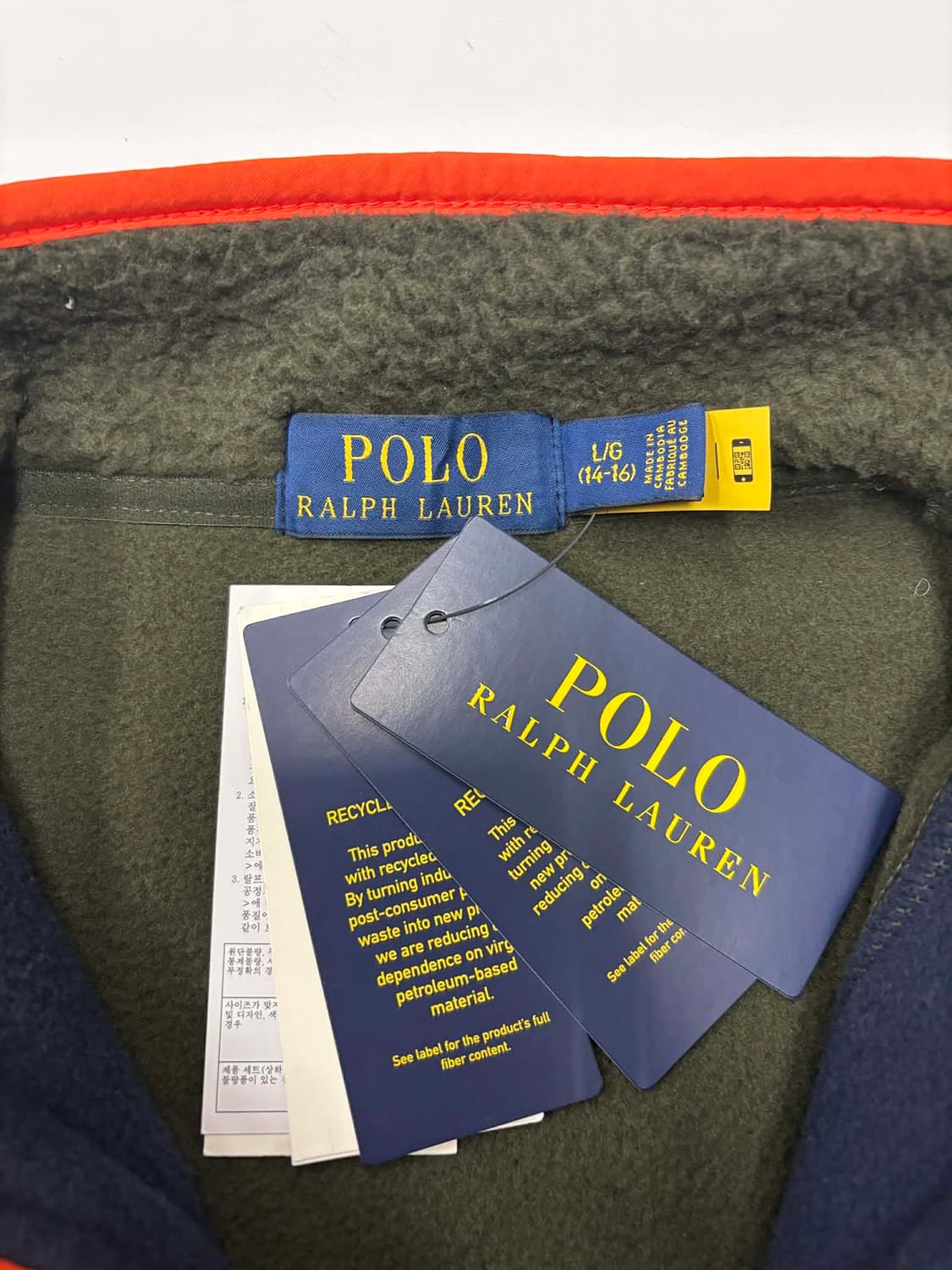 *최신형 폴로 랄프로렌 큐알택 플리스 풀오버 하프 자켓 반집업(L) 상품이미지5