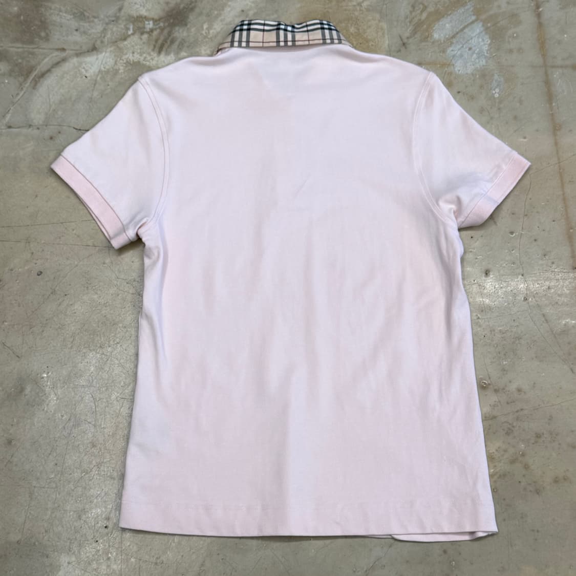 XL 버버리 여성용 노바체크 카라 핑크 반팔티 상품이미지3