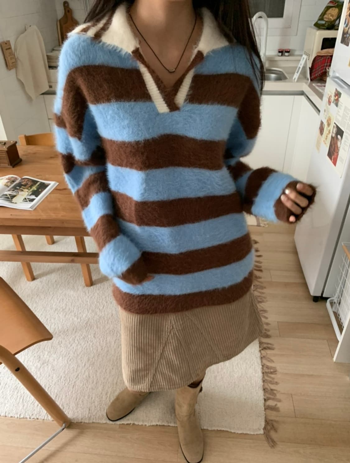 스트라이프 롱 니트 상품이미지1