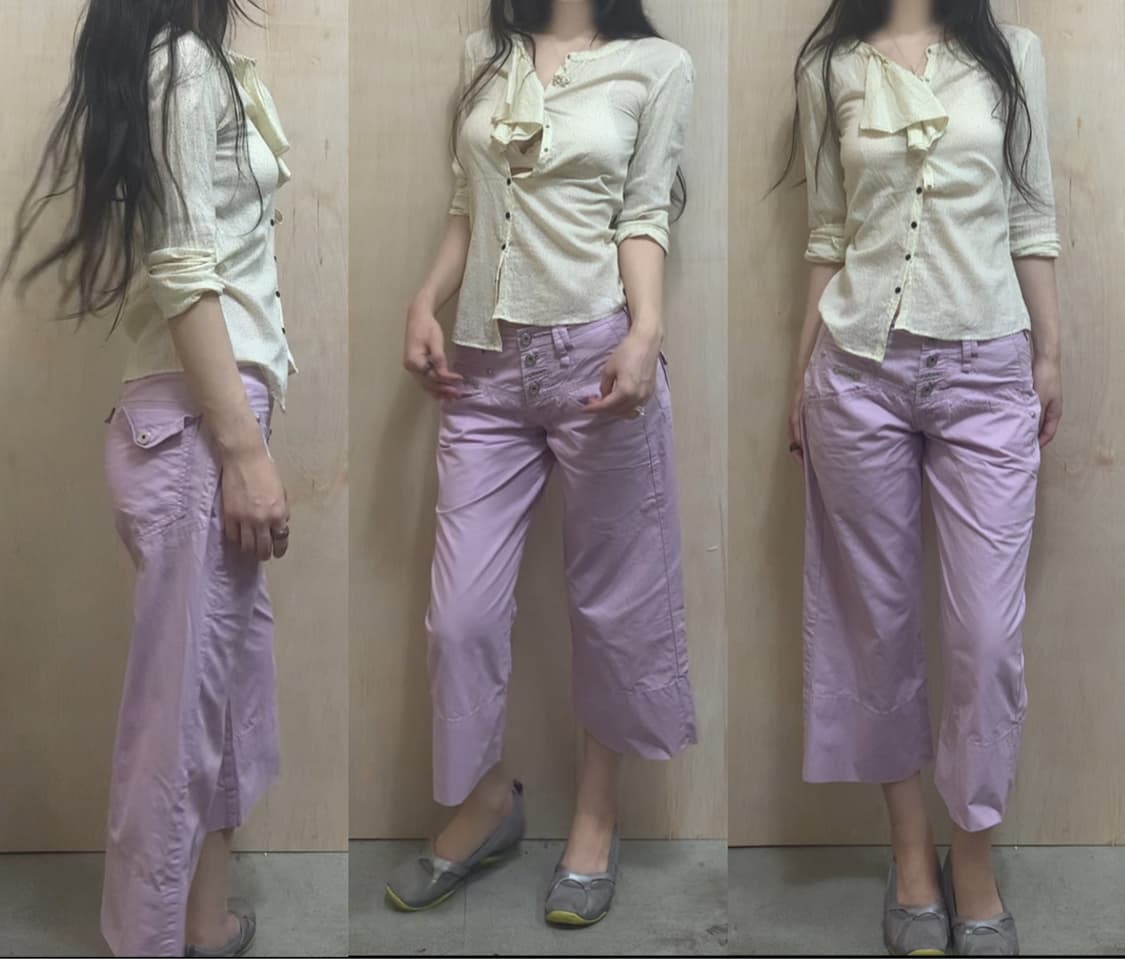 [직수입] 빈티지 mfg 코튼 카프리 트라우저 라벤더 핑크 상품이미지1