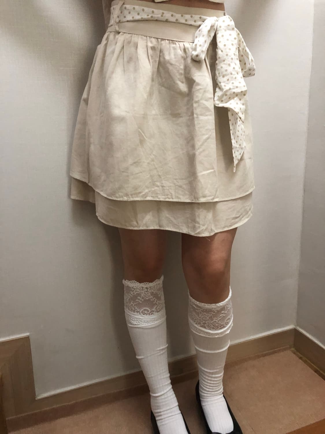 빈티지 베이지 프릴 미니 스커트 상품이미지2