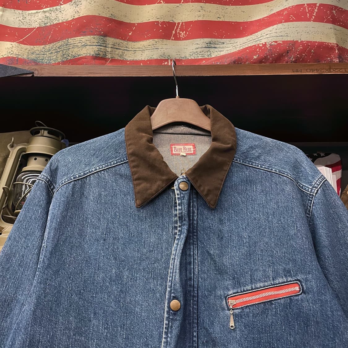 블루블루 스웨이드 넥 빈티지 데님 워크 초어 자켓 워크 웨어 N122 상품이미지3