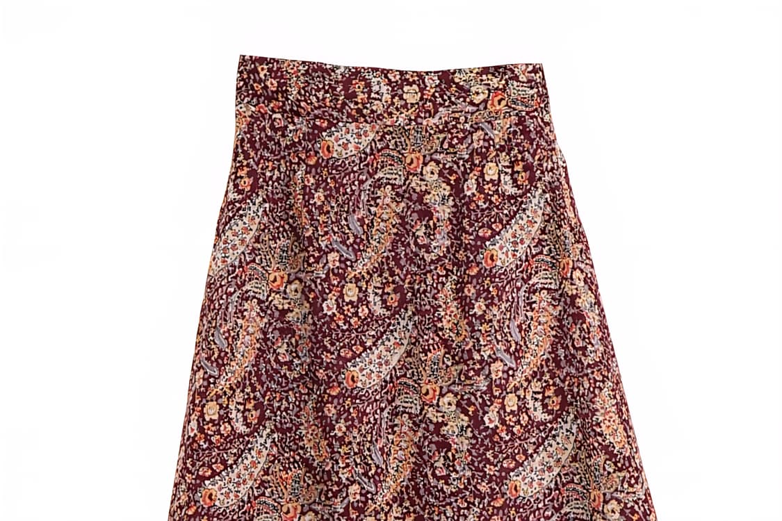 Dusty Burgundy Paisley Flare Skirt 상품이미지2