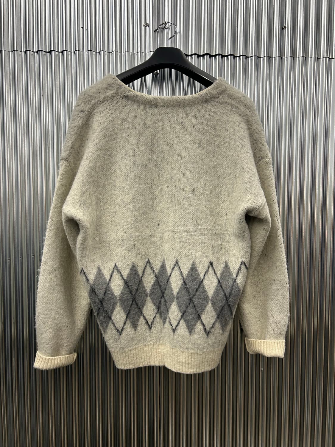 TONYWACK 아가일 알파카 울 가디건 아이보리 상품이미지3