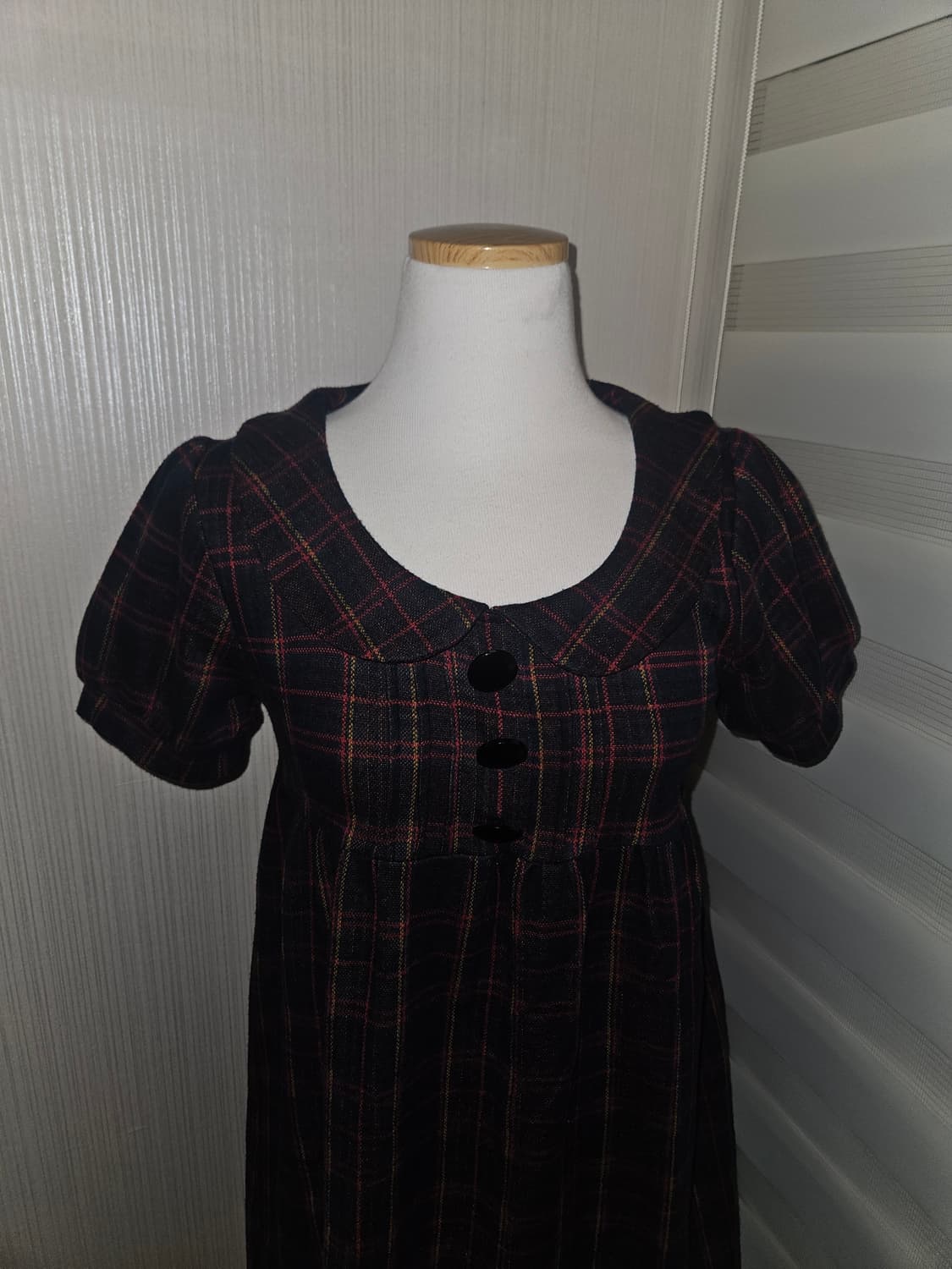 iink 빈티지 플럼브라운 체크 원피스 상품이미지2