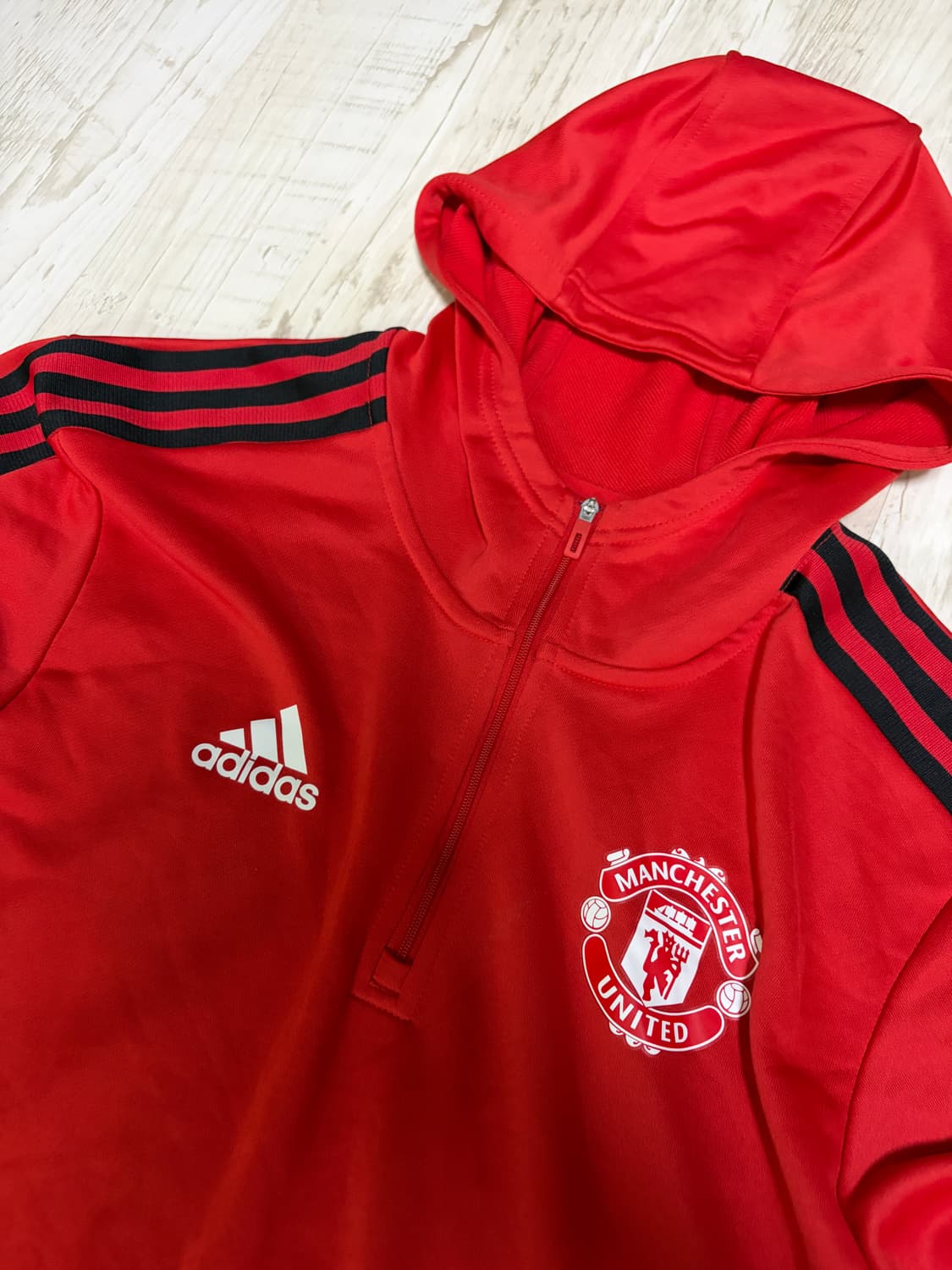 [US M] 아디다스 맨체스터 유나이티드 하프 후드 집 상품이미지2