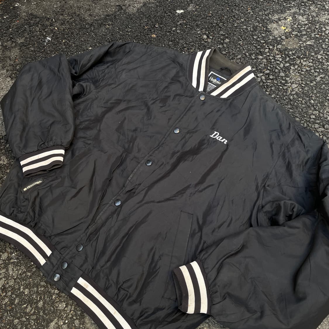 90s HOLLOWAY 사틴 올드스쿨 점퍼 바시티 자켓 XL 상품이미지4