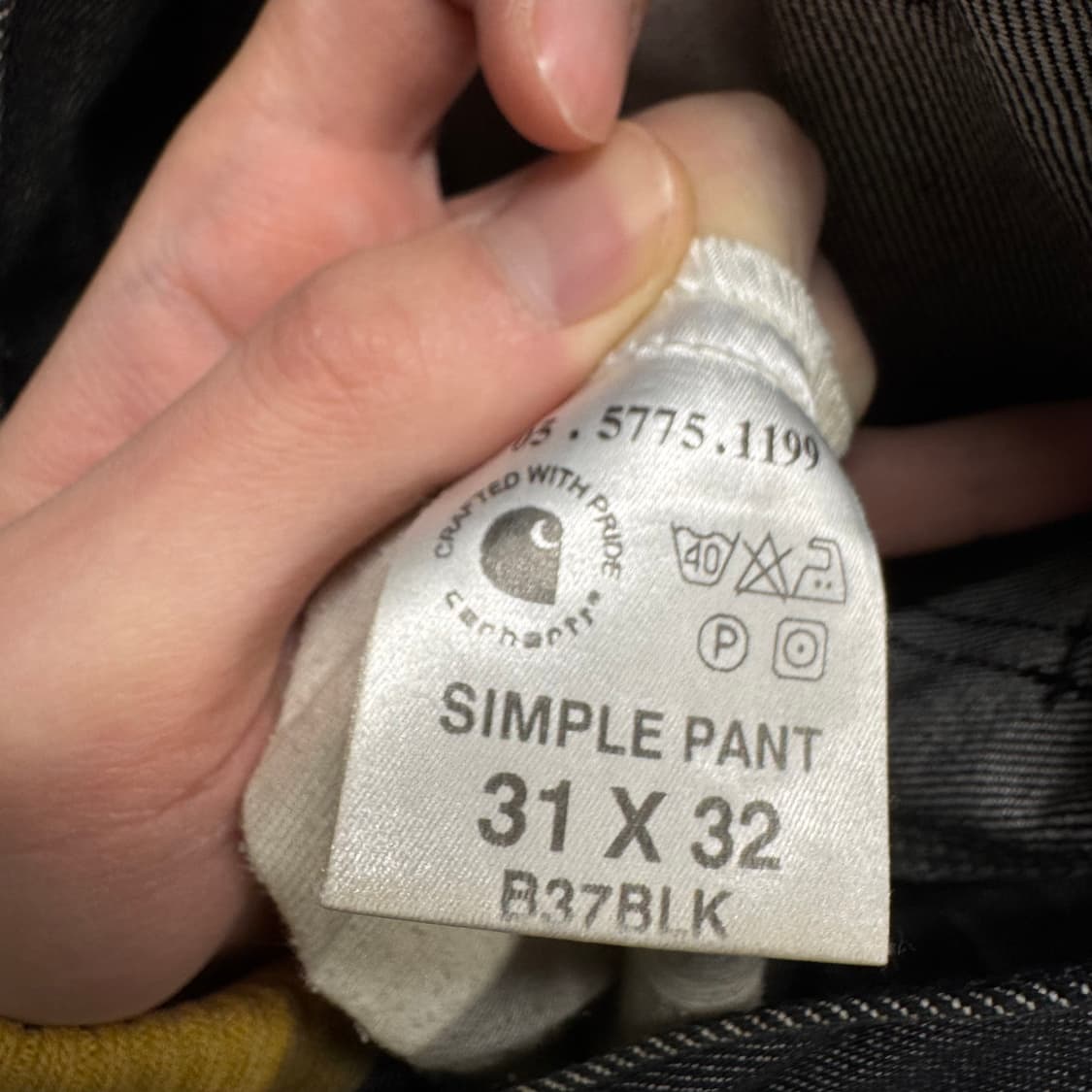 칼하트 심플 워크 데님 팬츠 스트레이트 핏 흑청 상품이미지7