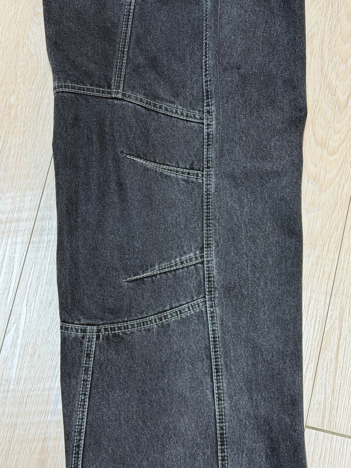볼륨 프론트 데님 팬츠 WASHED BLACK 상품이미지7