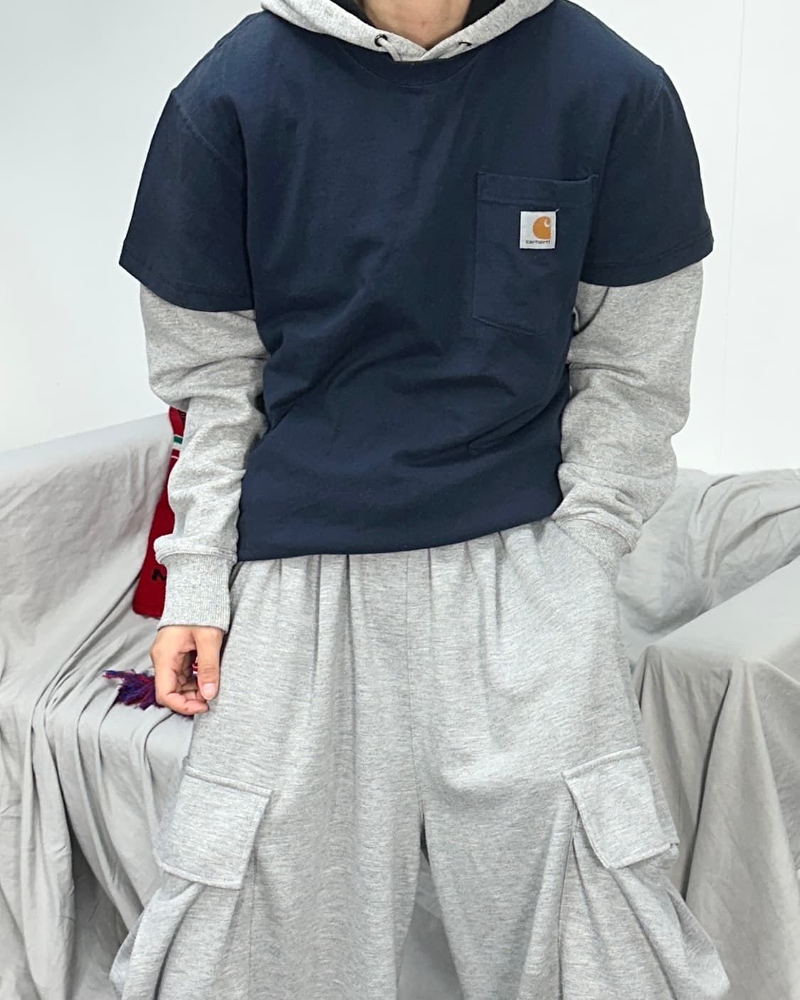 칼하트 네이비 포켓 반팔티 S 상품이미지2