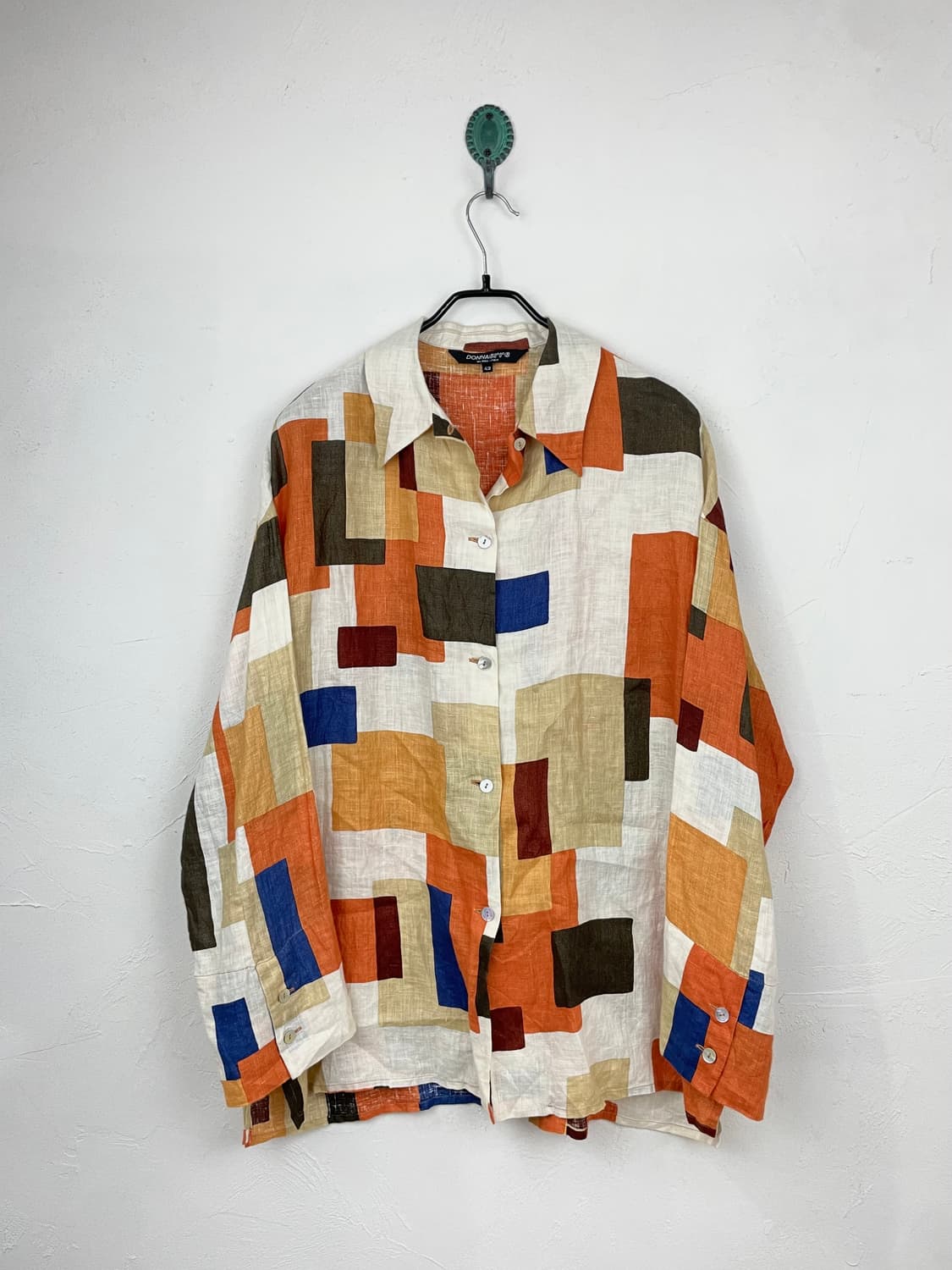 90s DONNA crre 컬러블록 리넨 셔츠(MADE IN ITALY) 상품이미지1
