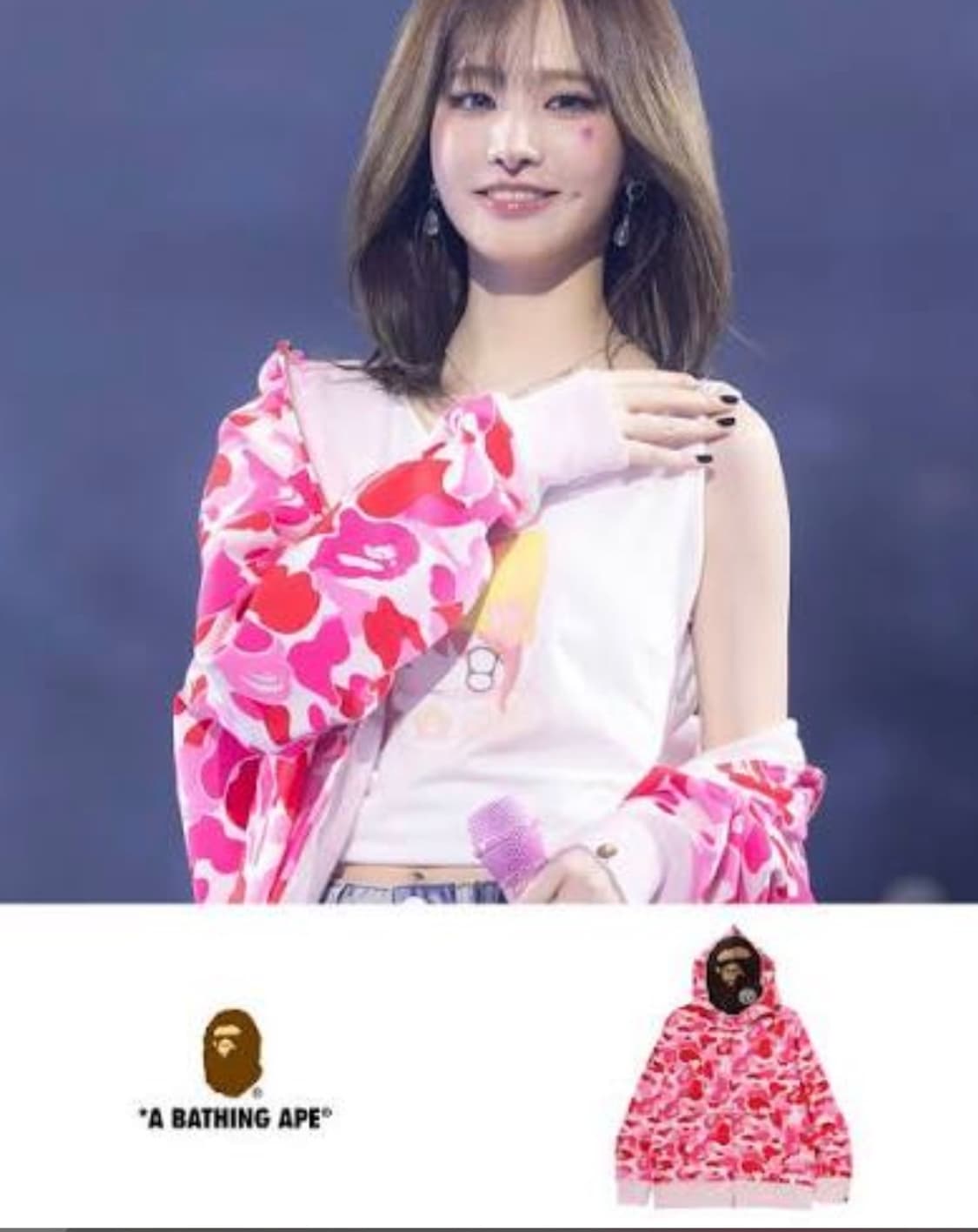 베이프 ABC 카모 핑크 샤크후드집업 상품이미지4