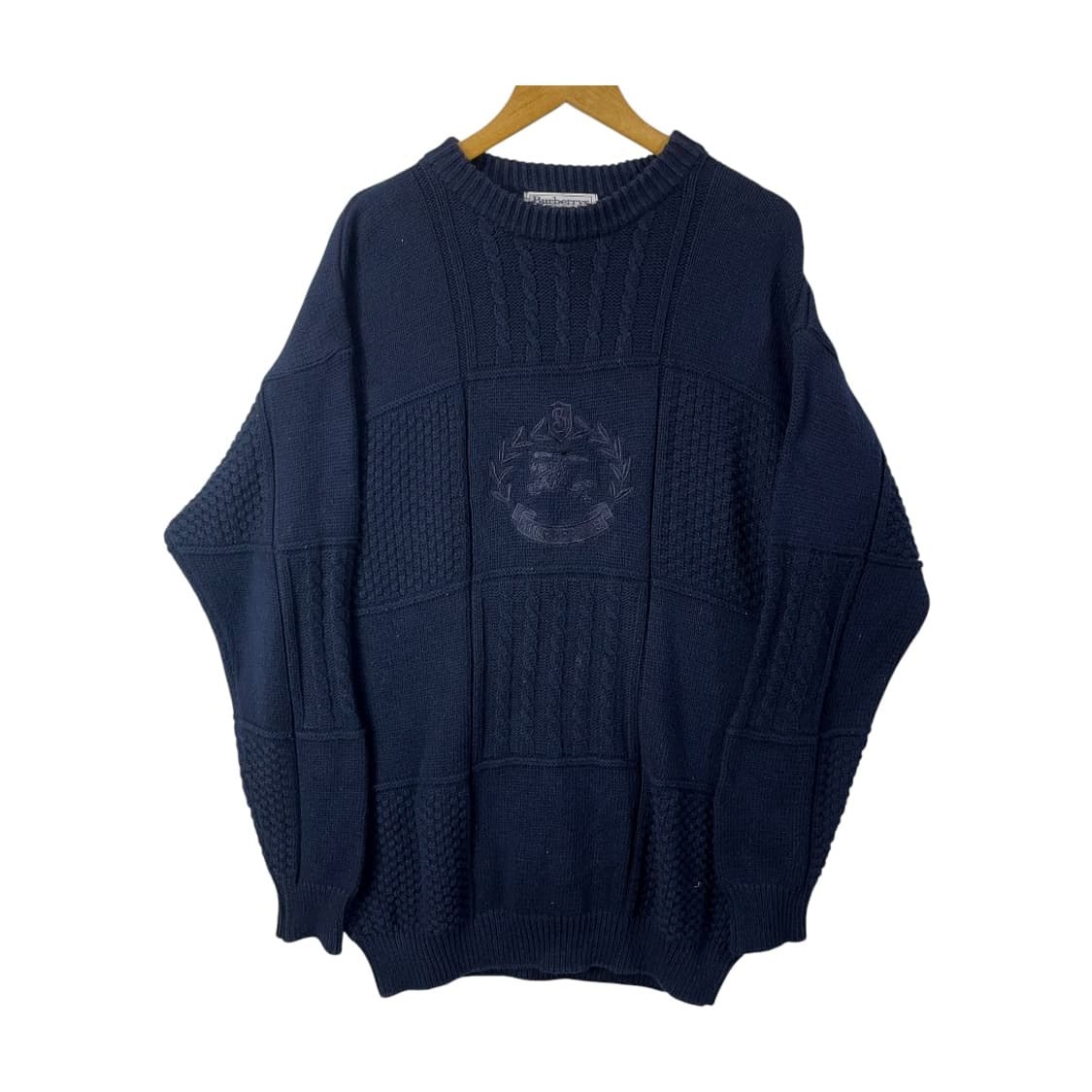 [Burberry] 90's 버버리 크레스트 엠브로이드 케이블 니트 상품이미지1