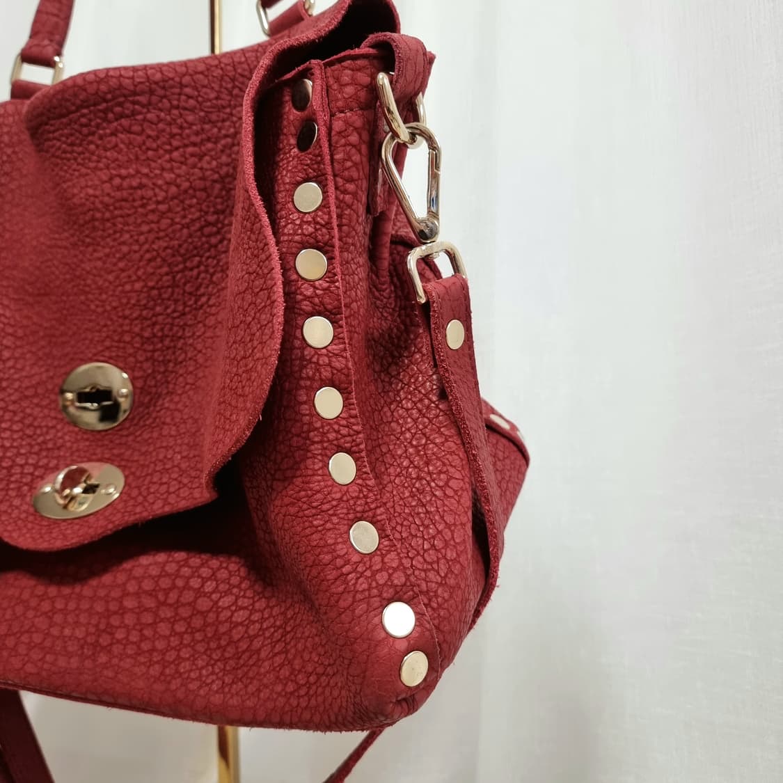 자넬라토 포스티나 스웨이드 숄더백 핸드백 가방 버건디 (M) 상태최상 상품이미지3