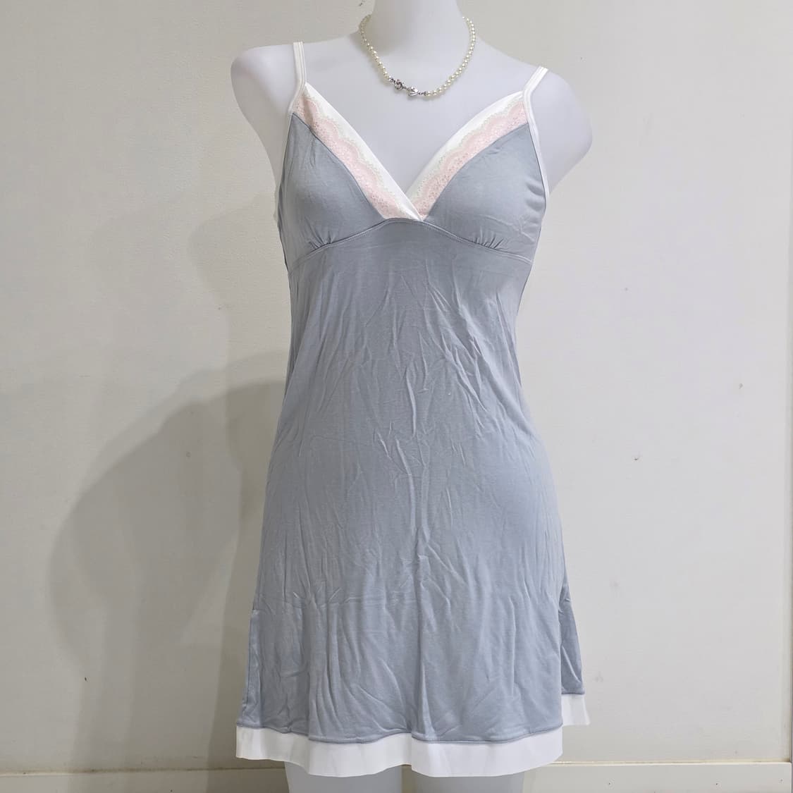 빅토리아시크릿 빈티지)y2k그레이핑크 히메오네갸루 레이스 슬립란제리원피스 상품이미지2