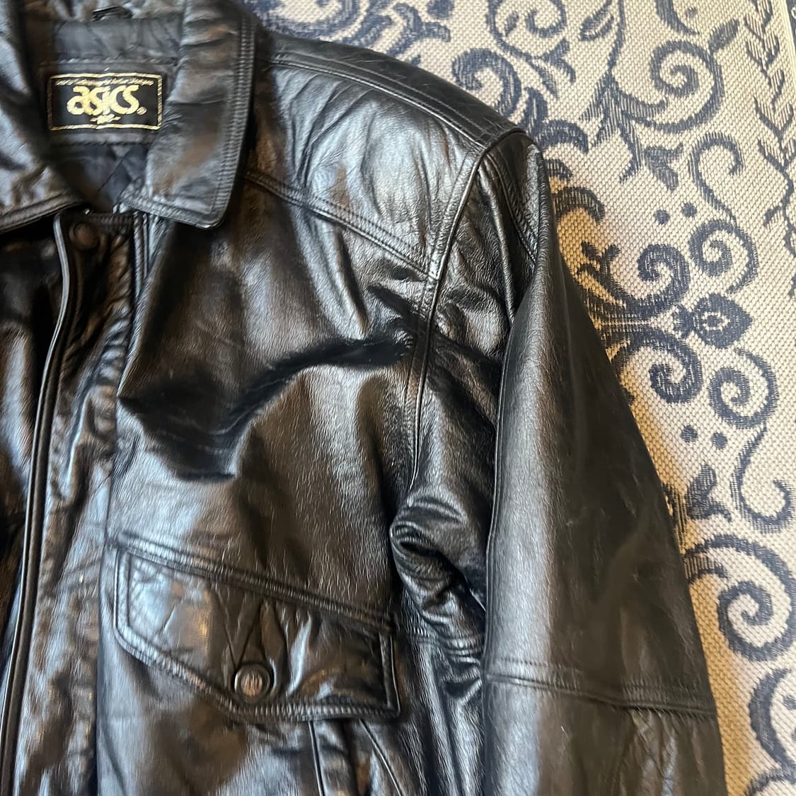 100 90s 아식스 레더 자켓/W2256 상품이미지2