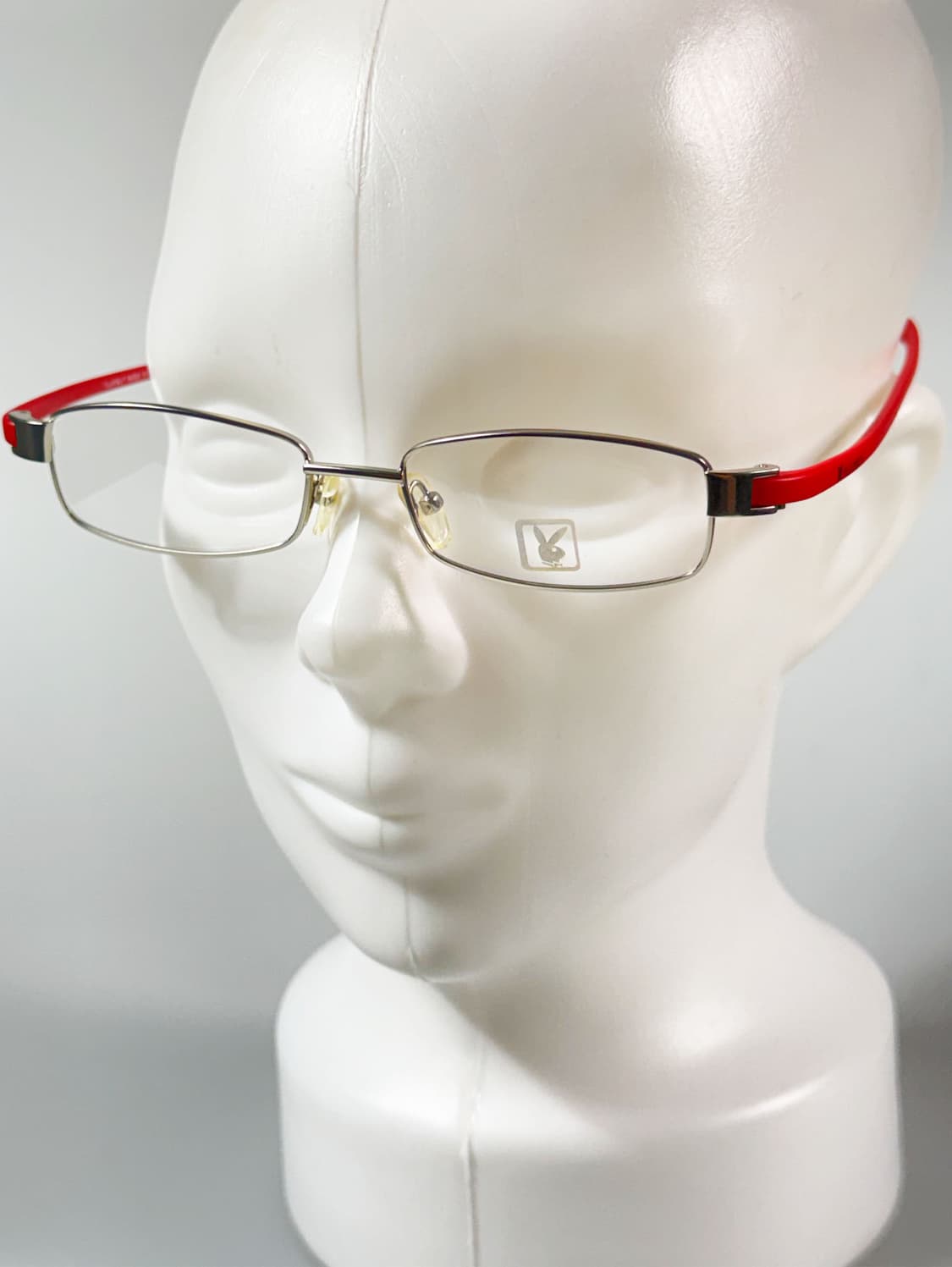 90s PLAYBOY 실버 레드 슬림 스퀘어 빈티지 안경 상품이미지9