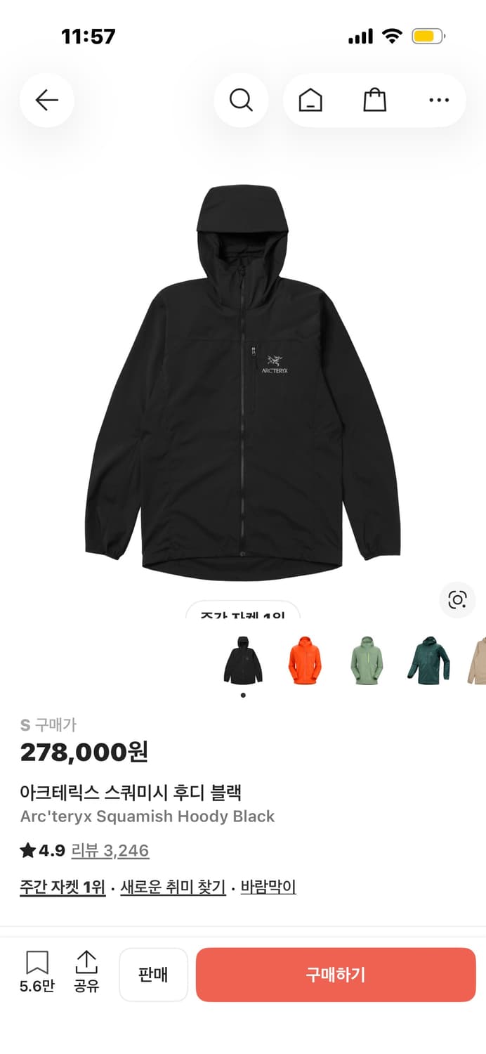 아크테릭스 스쿼미시 후디 블랙 상품이미지1