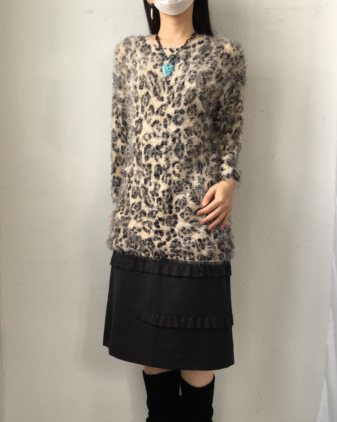 Leopard pattern fluffy knit 상품이미지1