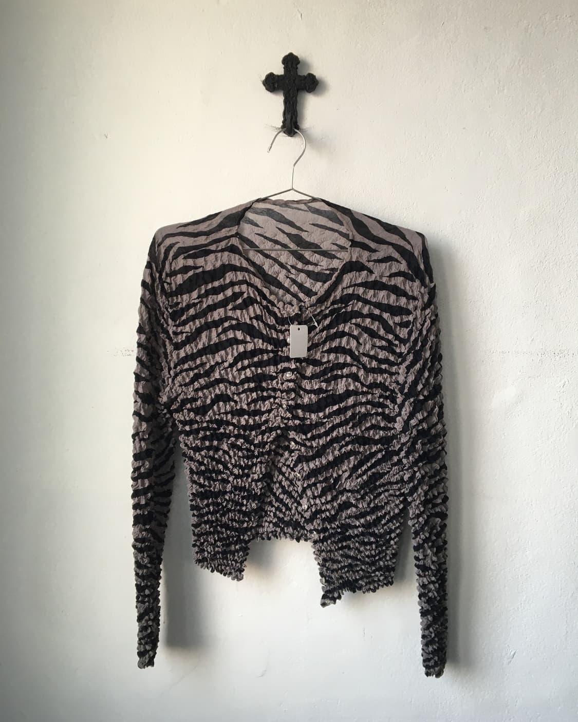 Zebra pattern pleats cardigan 상품이미지1