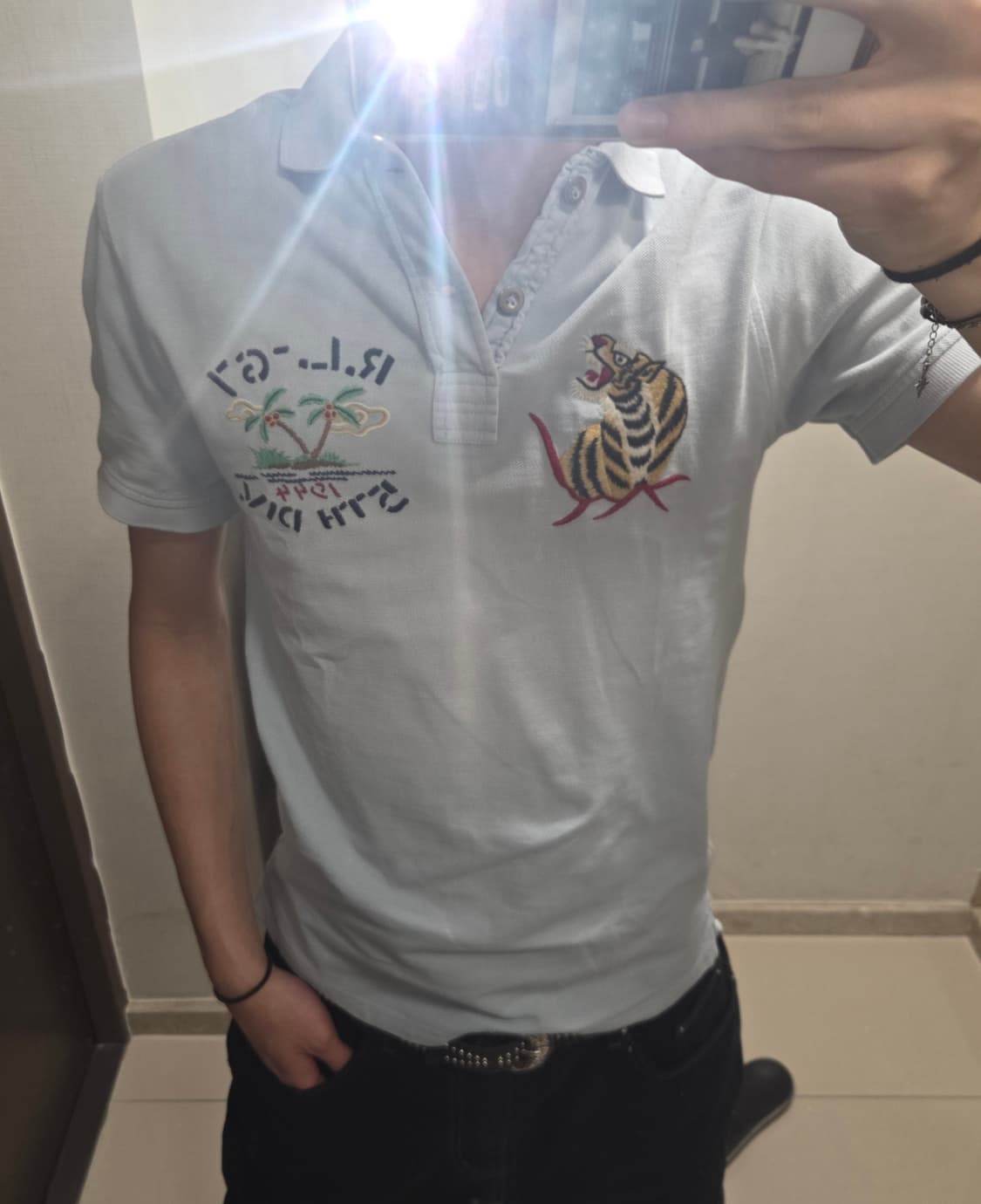 폴로 하와이 빅포니 빅로고 호랑이 하와이 자수 스카이블루 카라티 상품이미지1
