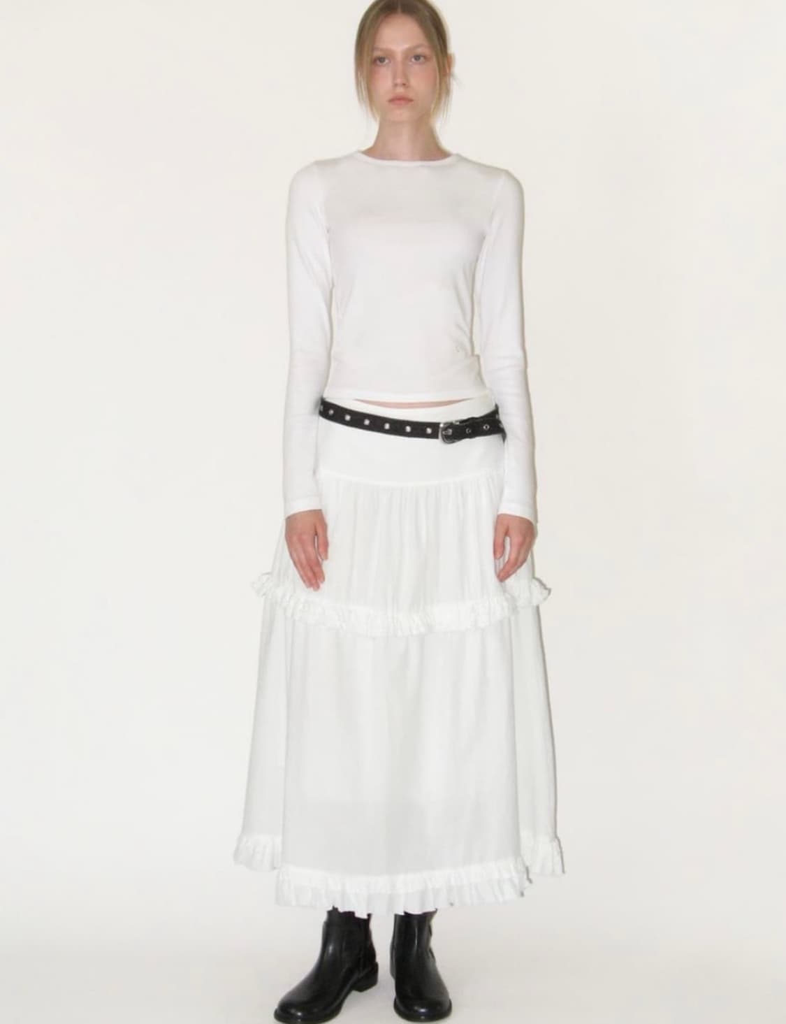 썬번프로젝트 프릴 맥시 스커트 frill maxi skirt 상품이미지1