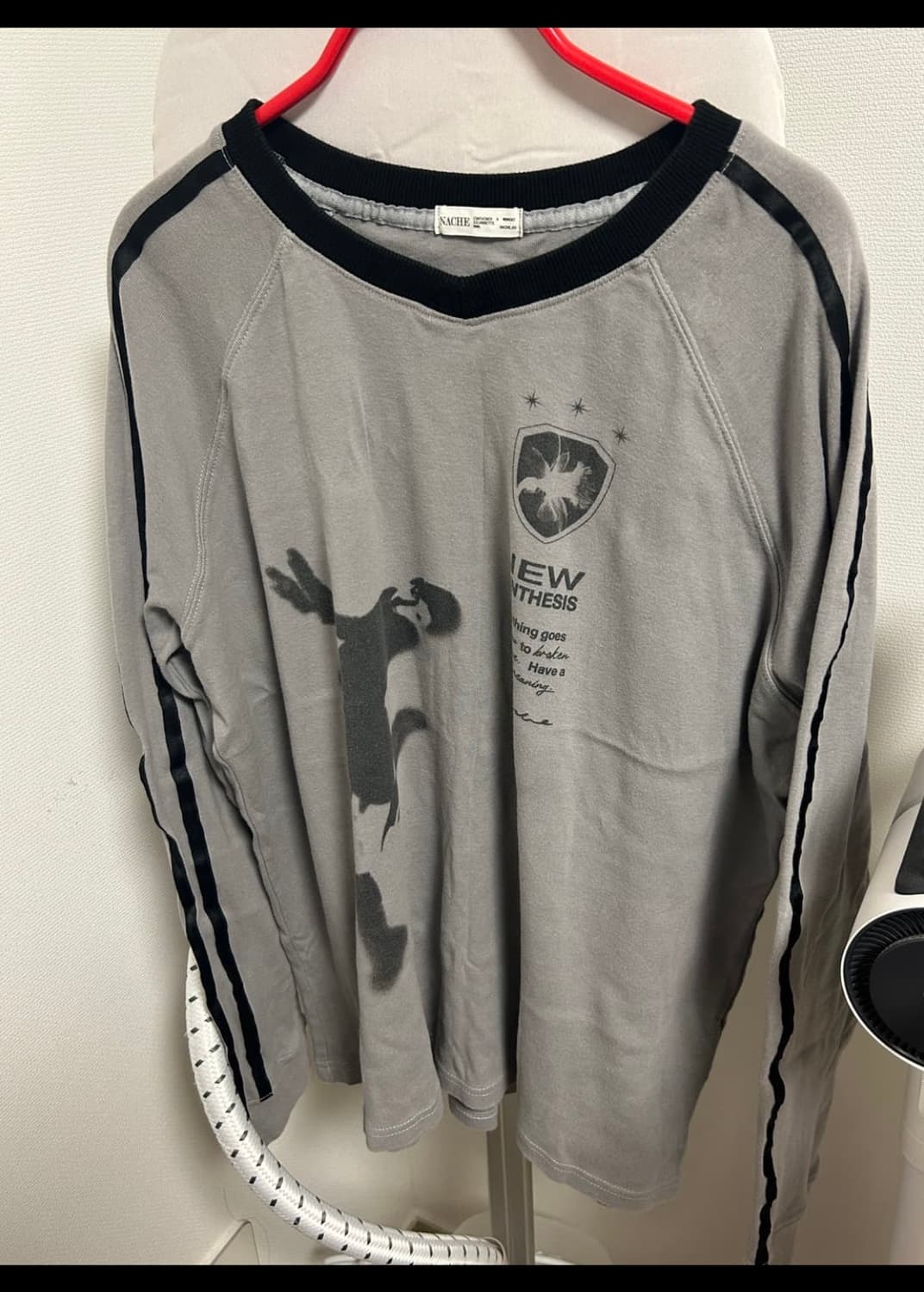 나체 스포티 트랙 롱슬리브 티셔츠 그레이 상품이미지2