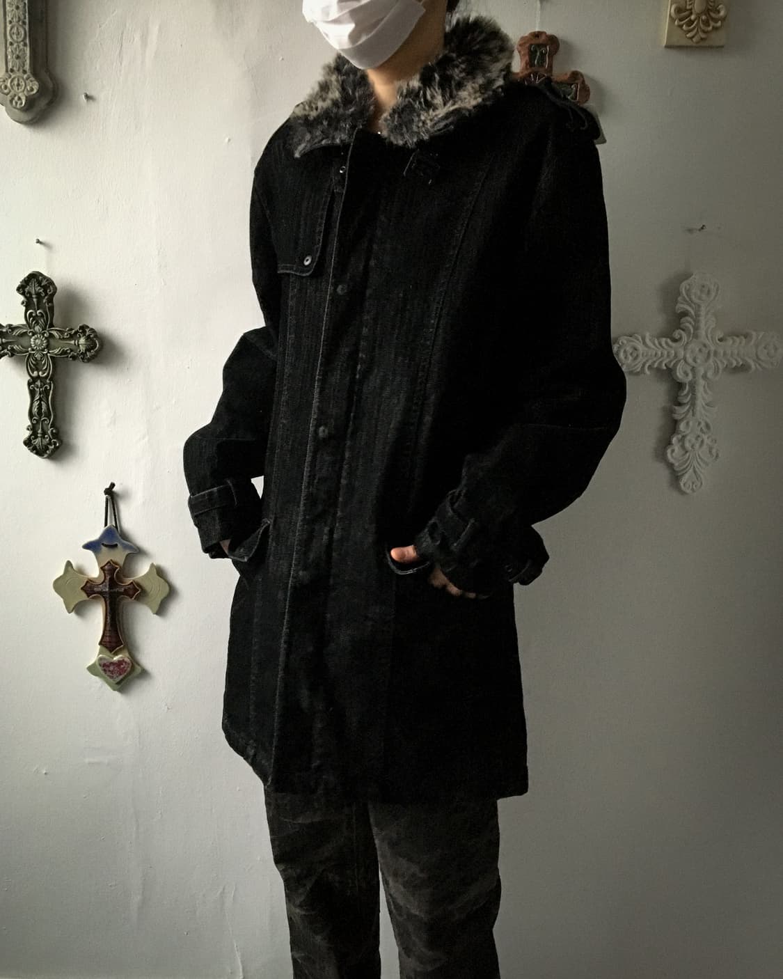 High neck fake fur collar jacket 상품이미지1