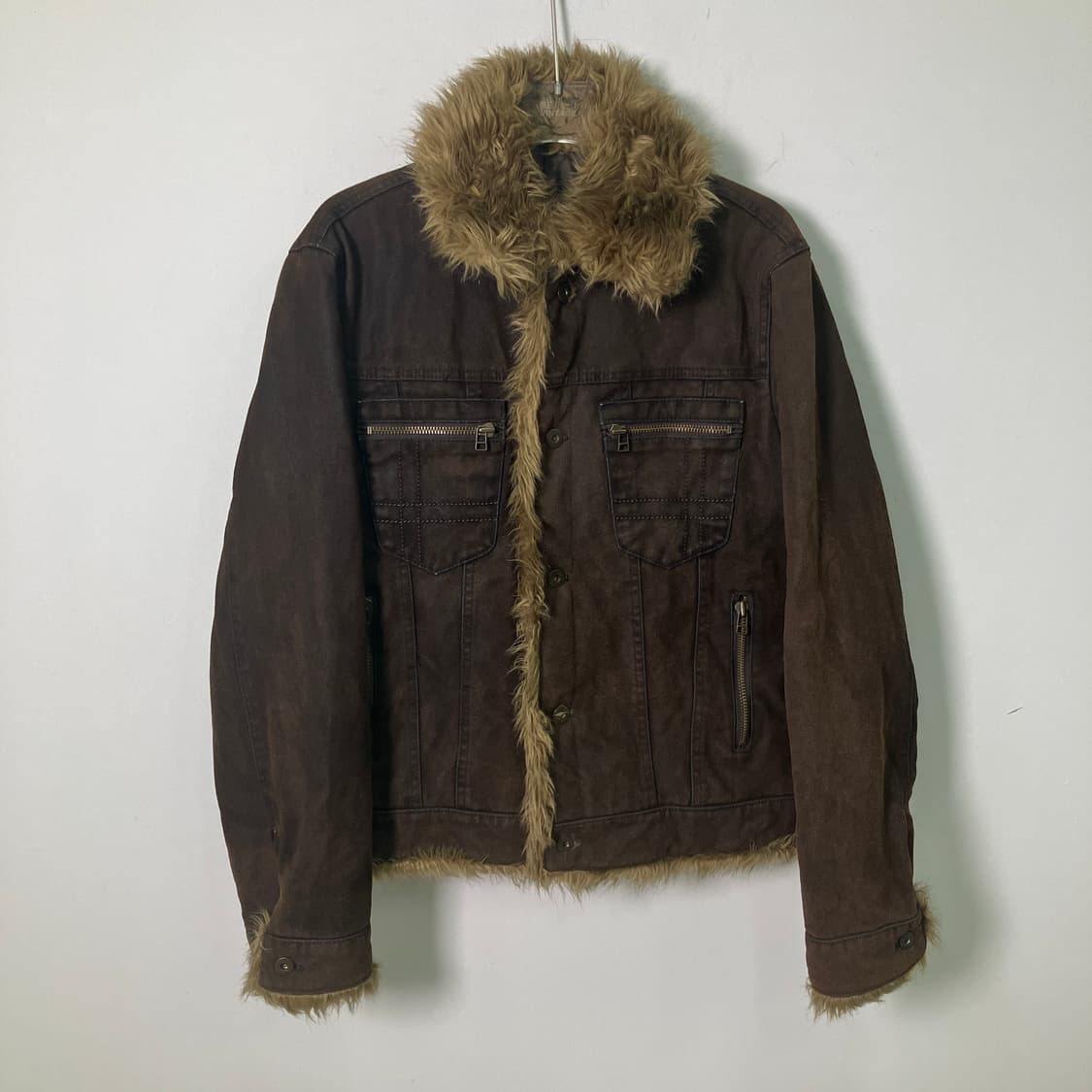 꼼사 데 모드 브라운 퍼 트리밍 소가죽 자켓 상품이미지1