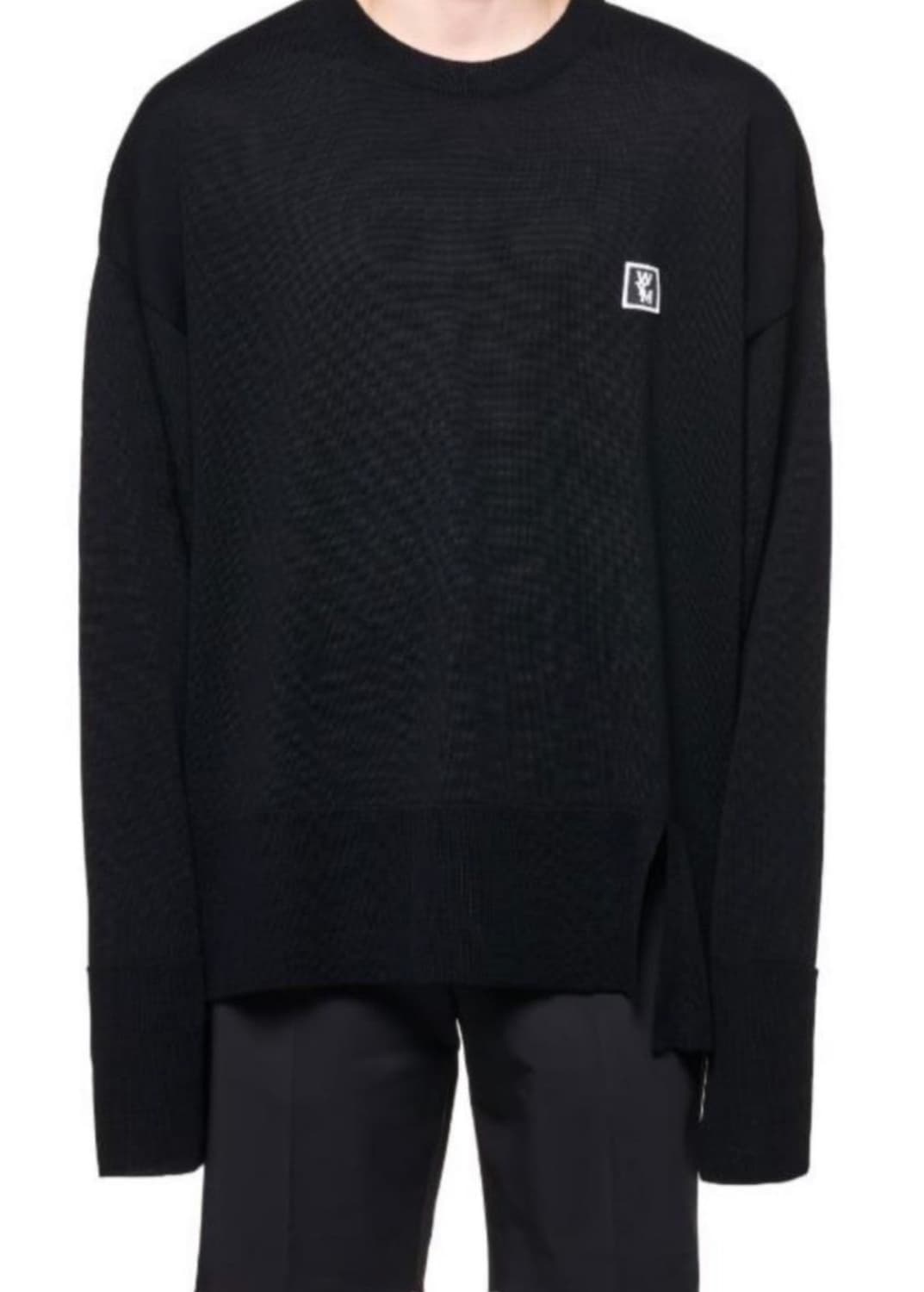 [50]  우영미 백로고 절개 니트 블랙 상품이미지1