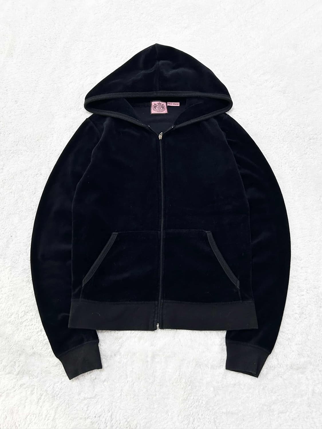 쥬시꾸뛰르 빅로고 블랙 벨벳 후드집업 상품이미지5