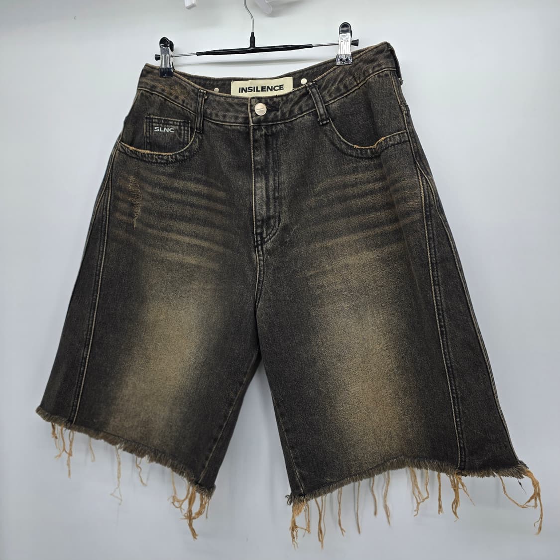 INSILENCE 데님 쇼츠 와이드 컷팅 데님 반바지 상품이미지2