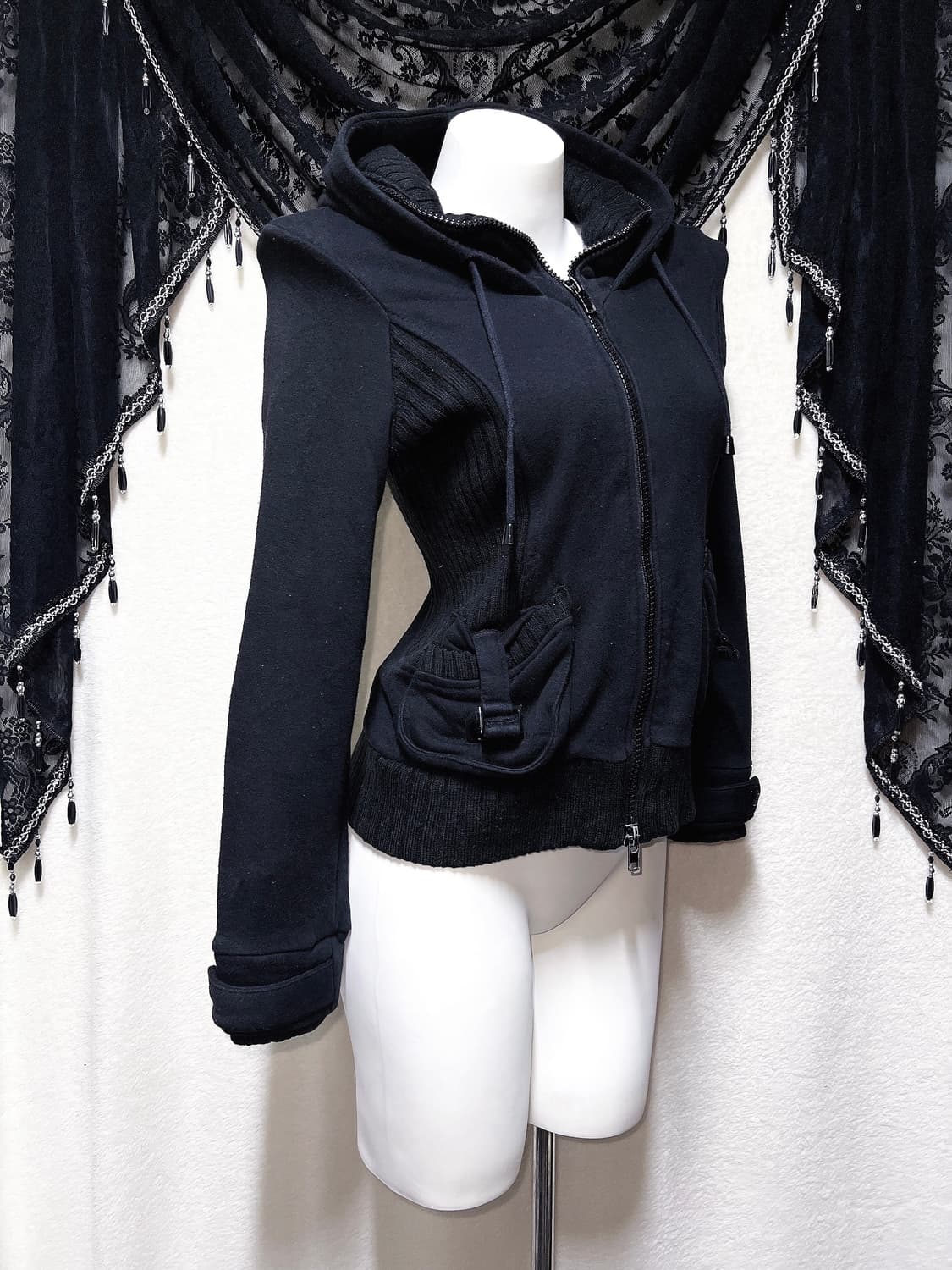 잉그니 하이넥 투웨이 후드집업 고스펑크 y2k 와투케 갸루 핀터 00s 상품이미지2