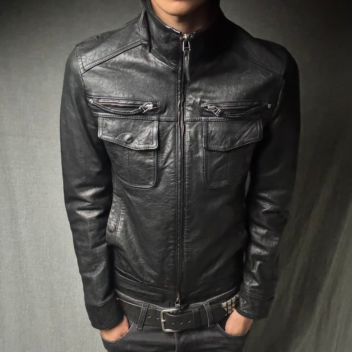 lamb skin pocket leather jacket 상품이미지1