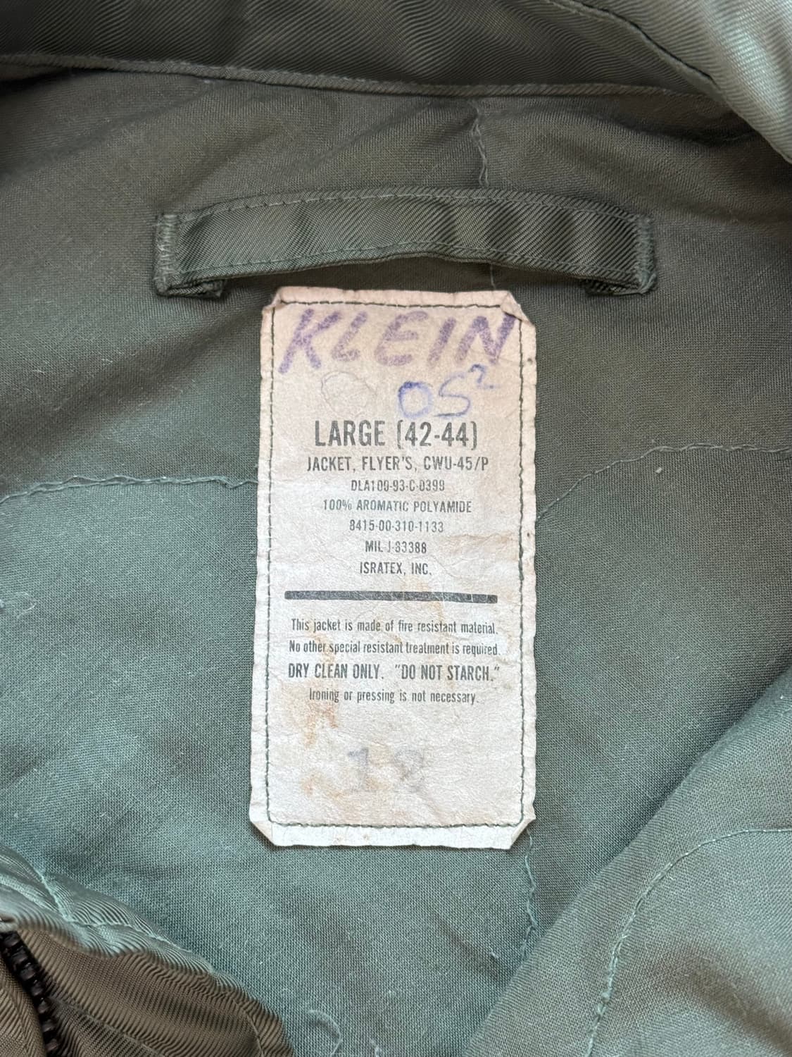 CWU-45P 항공점퍼 미공군 OG 상품이미지3