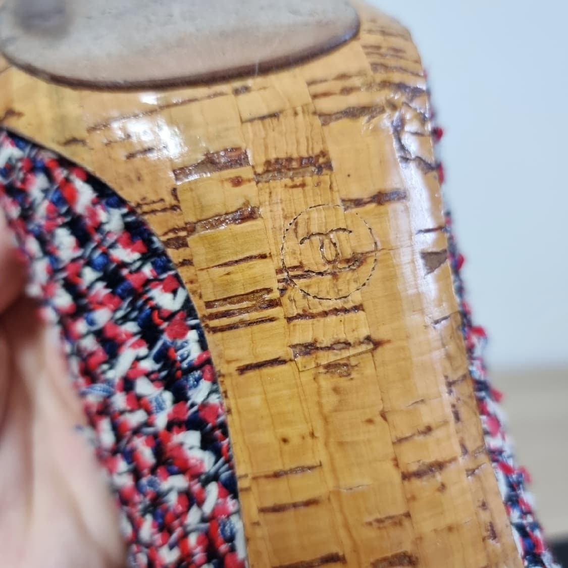 샤넬 큐빅로고 트위드 구두 펌프스 슈즈 힐 240mm/37 (굽8.5) 상품이미지8