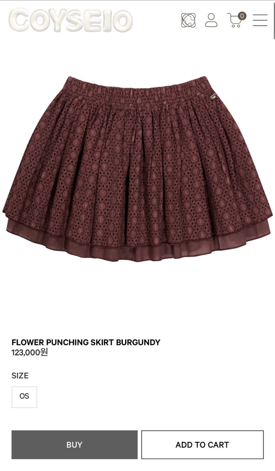 코이세이오 FLOWER PUNCHING SKIRT BURGUNDY 상품이미지1