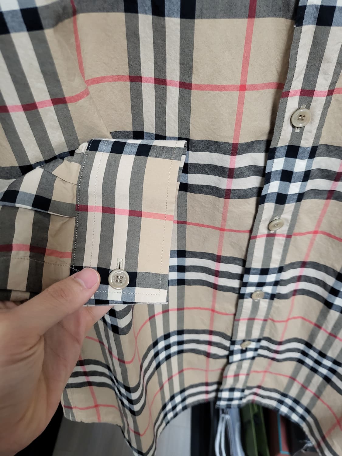 22SS 버버리 체크 코튼 포플린 셔츠 L 상품이미지5