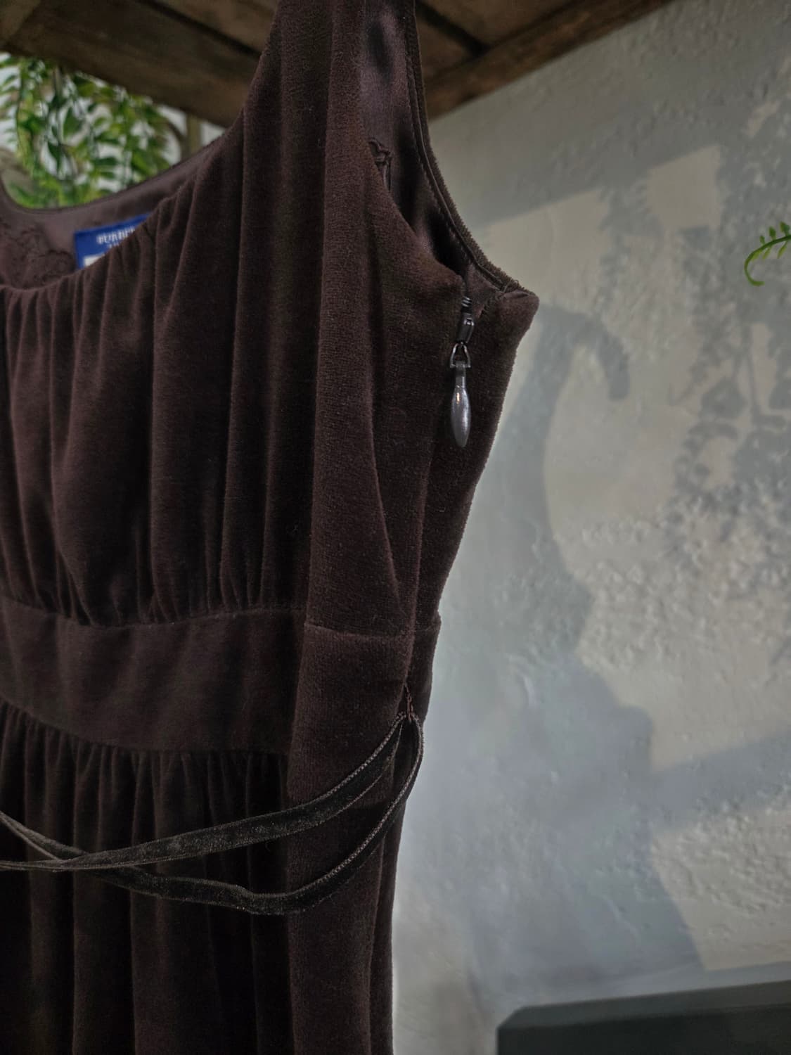 Burberry 버버리 벨벳 초코브라운 레이스원피스 상품이미지2