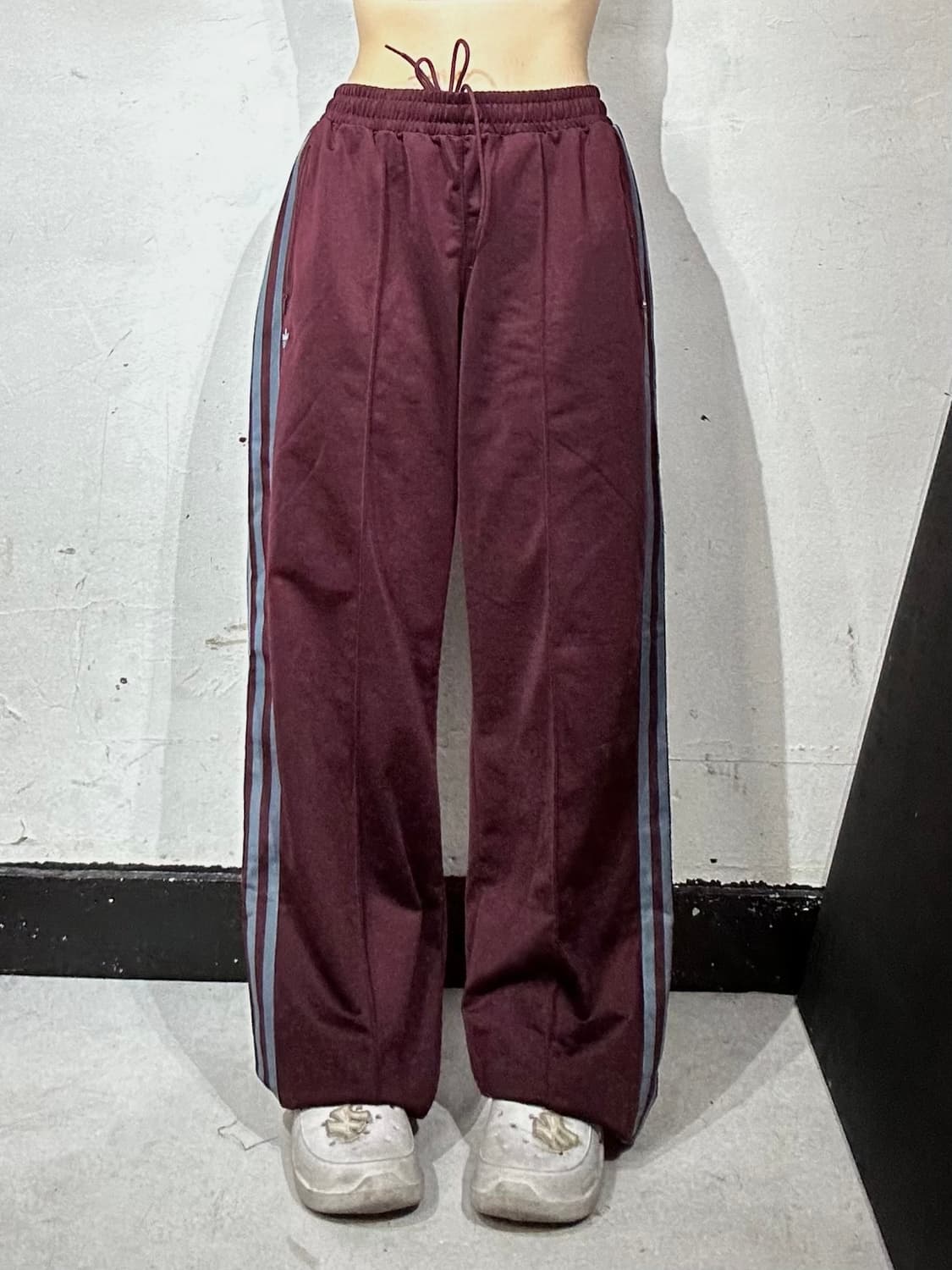 아디다스 대대장 버건디 와이드 블루 삼선 파이어버드 팬츠 추리닝 바지 L 상품이미지2