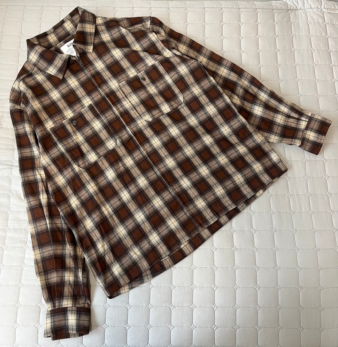 디써티원 소프트 체크 집업 셔츠 브라운 L 상품이미지2