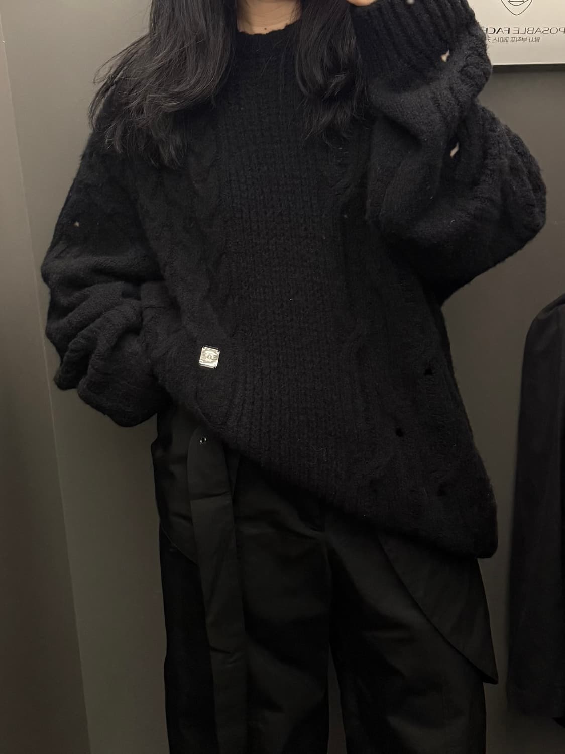 트리밍버드 Mixed Cable Knit Pullover [Black] 상품이미지5