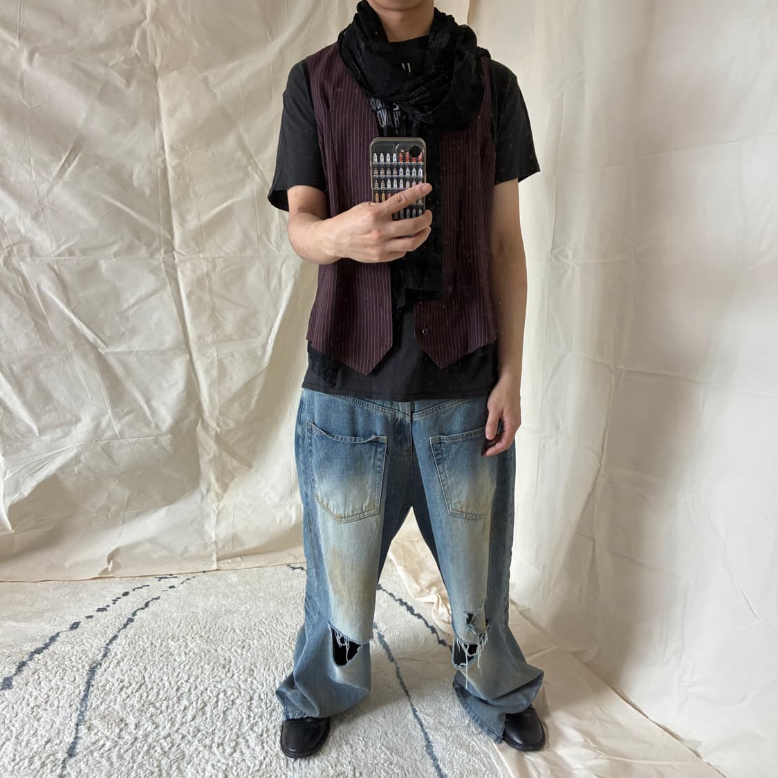 sulvam 24AW Stripe Lace Vest 상품이미지2