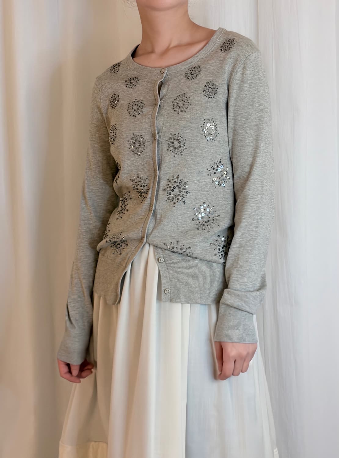 Sequin Detail Cardigan - Melange Grey 상품이미지1