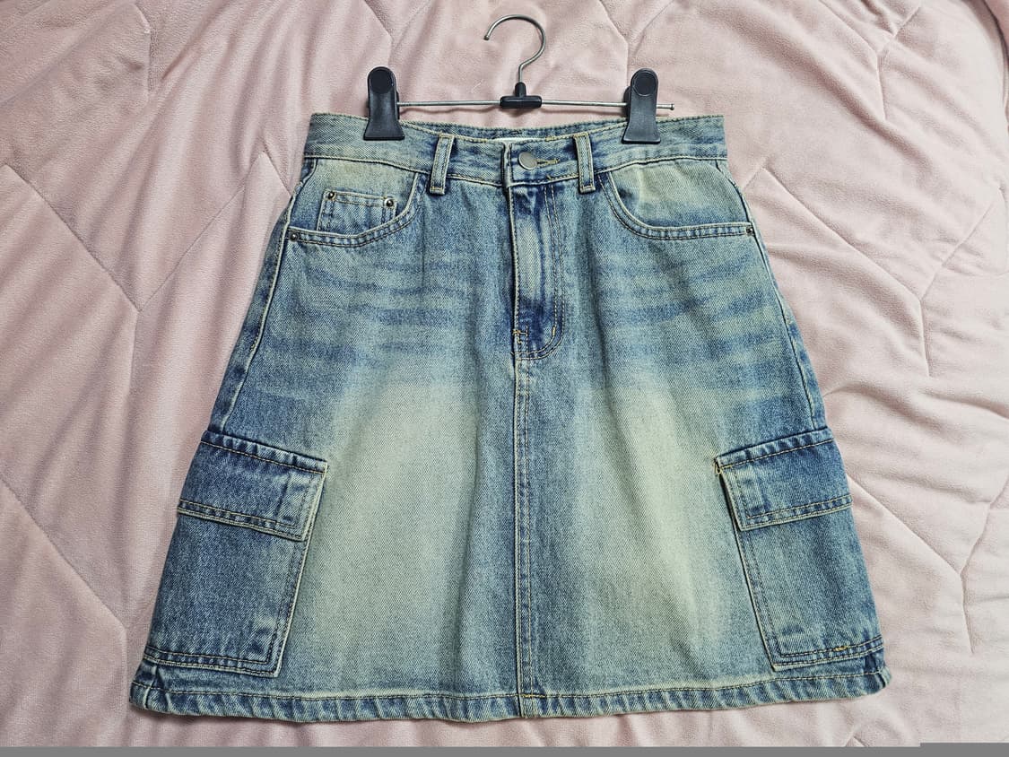 블랙업 이파 데님 카고 미디스커트 상품이미지4