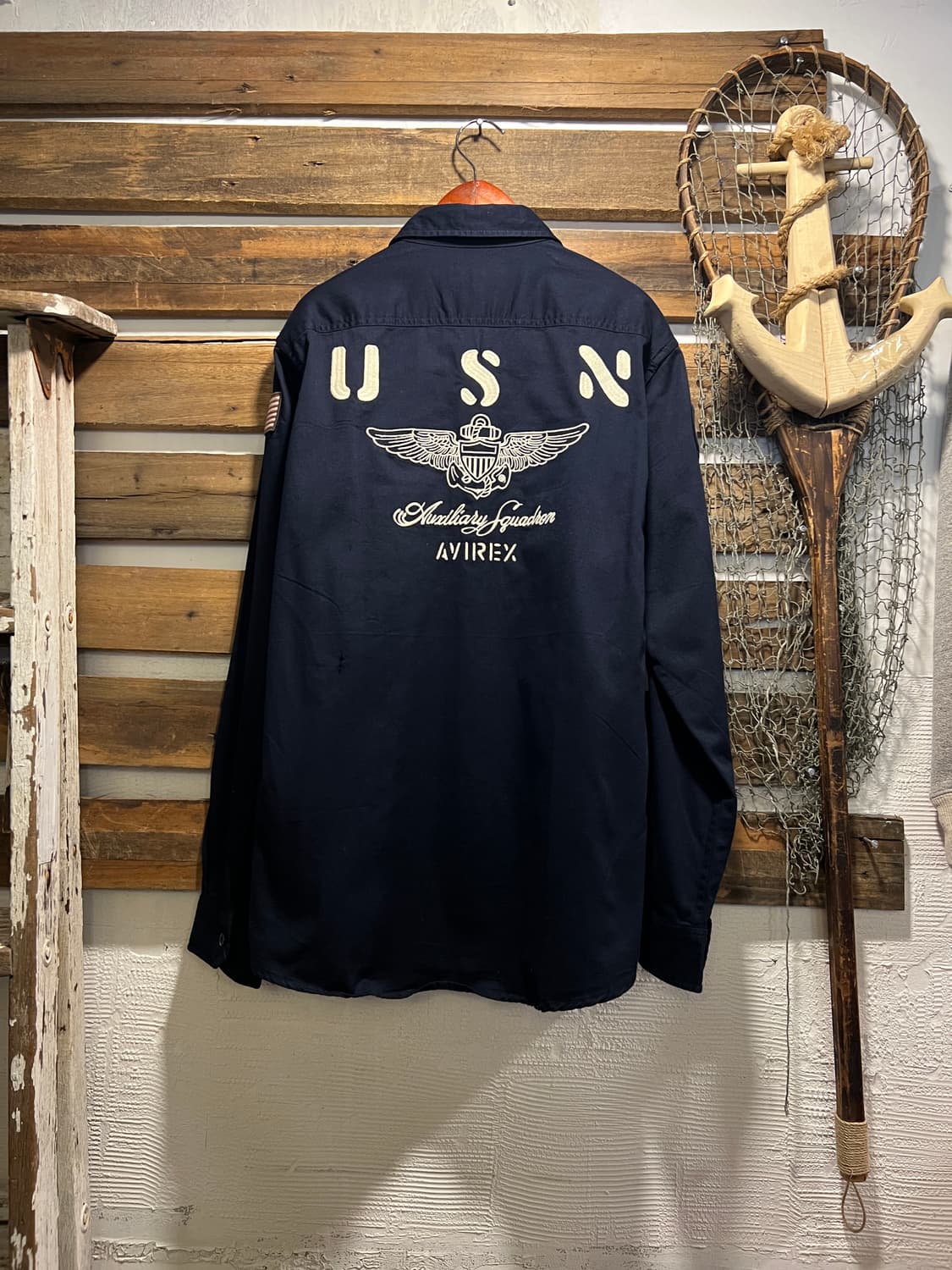 [L]AVIREX 아비렉스 USN SEA WOLF 블랙 밀리터리 셔츠 상품이미지9