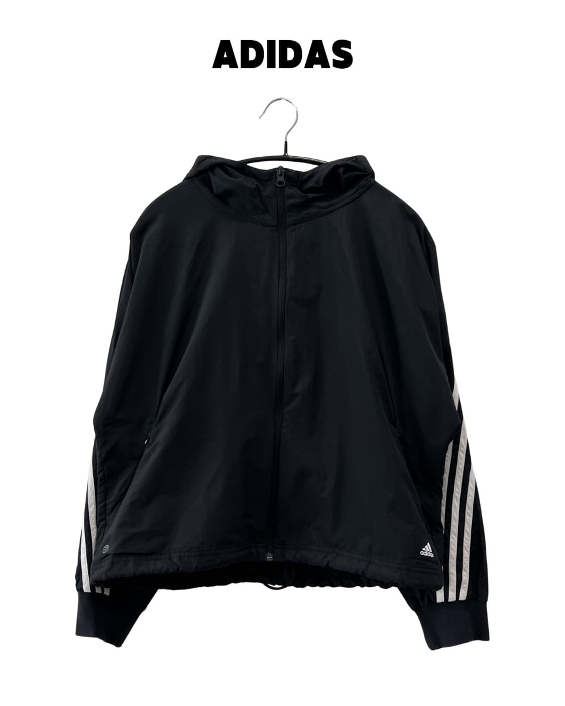 아디다스 우먼스 가오리핏 크롭 우븐 바람막이 자켓 블랙 상품이미지1