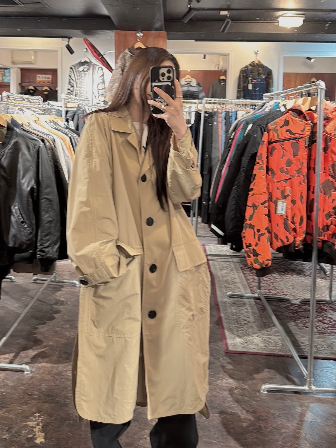 스튜디오톰보이 클래식 바스락 나일론 바람막이 롱 트랜치코트 자켓 F 상품이미지8