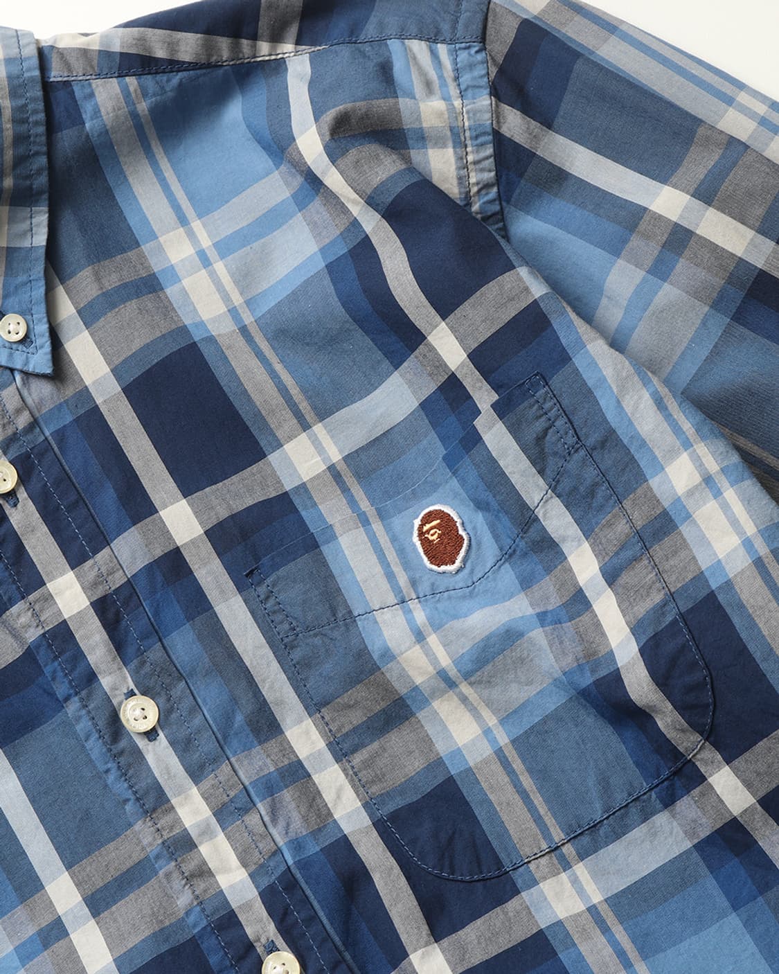 베이프 A BATHING APE Blue Plaid Shirt 상품이미지5